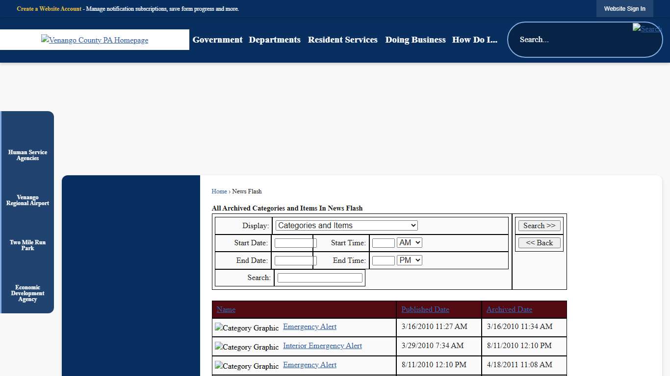 News Flash • Venango County, PA • CivicEngage