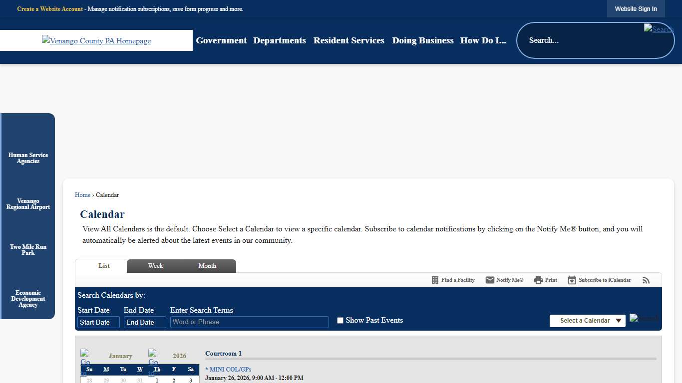 Calendar • Venango County, PA • CivicEngage