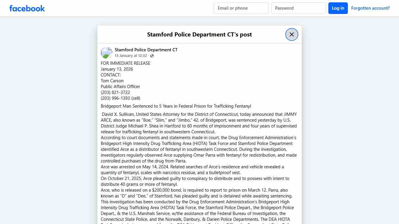 FOR IMMEDIATE RELEASE... - Stamford Police Department CT Facebook